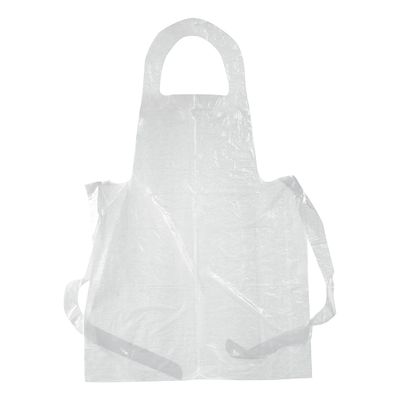 白いプラスチック使い捨て可能なエプロン、男女兼用の防護衣のエプロン