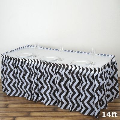 黒い縞現代明白な様式の正方形のテーブルのスカート党でき事は装飾のテーブルのスカートを供給します