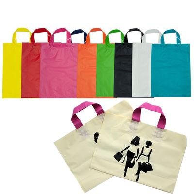 多彩な注文のプラスチック買い物袋、ハンドルが付いている再使用可能な食料雑貨入れの袋