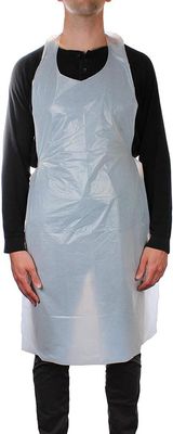 白いプラスチック使い捨て可能なエプロン、男女兼用の防護衣のエプロン