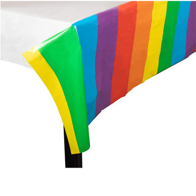 虹パターンと友好的な防水使い捨て可能なプラスチック テーブルクロスEco