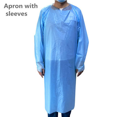 反ウイルスの防護衣のエプロン、袖が付いている使い捨て可能なプラスチック エプロン