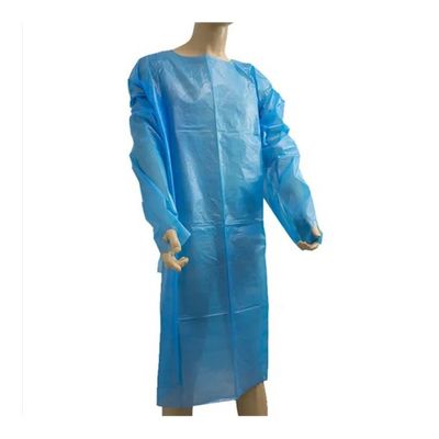 10パック青いCPEのコートのエプロン45&quot; x 75&quot;。使い捨て可能なポリエチレン。男女兼用の液体防止のWorkwear。