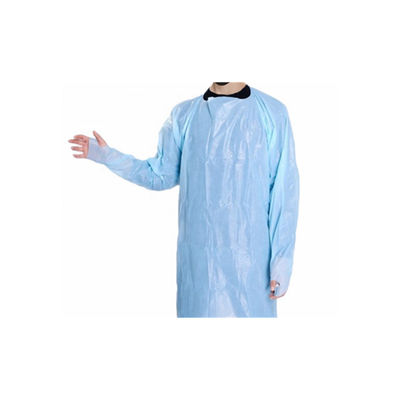 単一の使用外科エプロン青いプラスチック患者CPEは長い袖によってガウンを着る